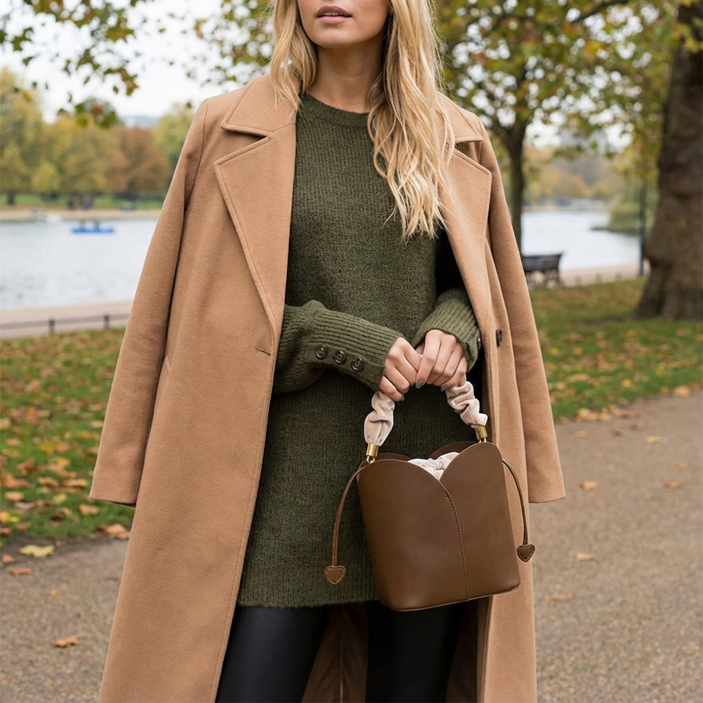 FLOWER LEATHER BUCKET BAG