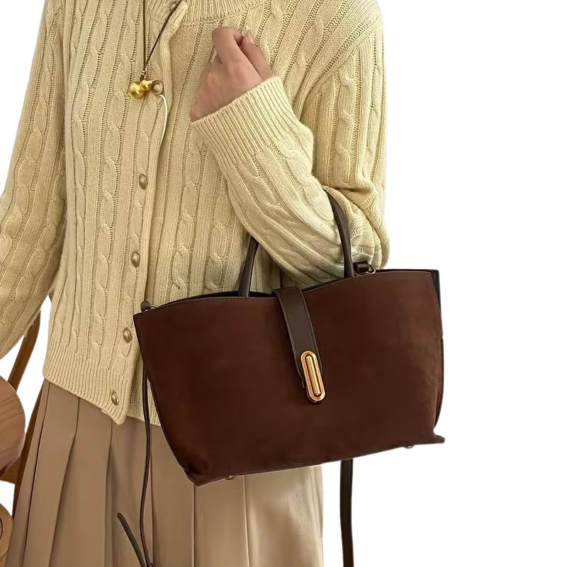 VELORA SUEDE TOTE HANDBAG