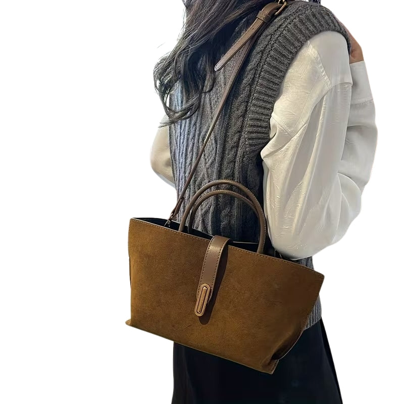 VELORA SUEDE TOTE HANDBAG