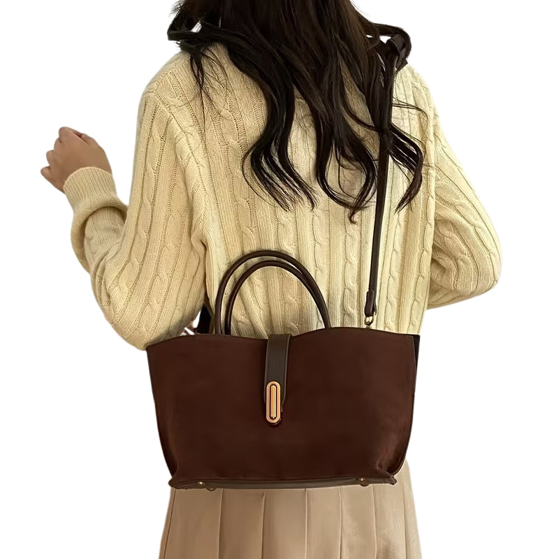VELORA SUEDE TOTE HANDBAG