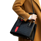 CAVIERA CROCO-EMBOSSED SHOULDER BAG