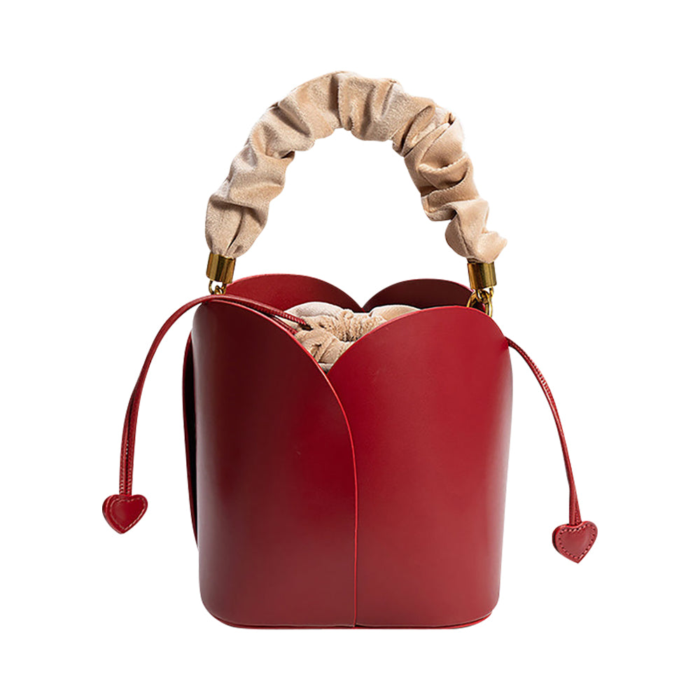 FLOWER LEATHER BUCKET BAG