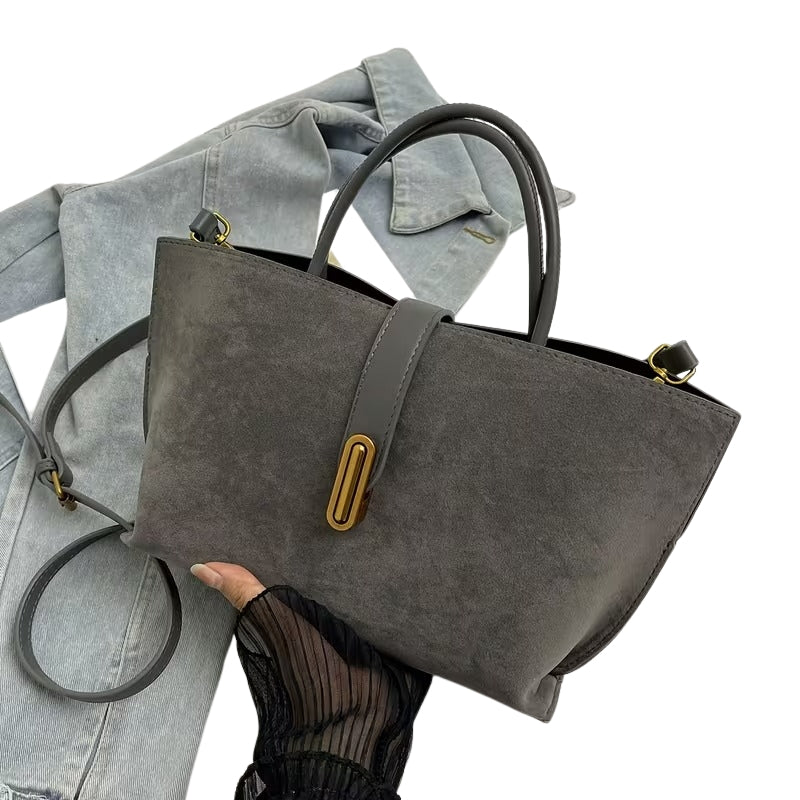 VELORA SUEDE TOTE HANDBAG
