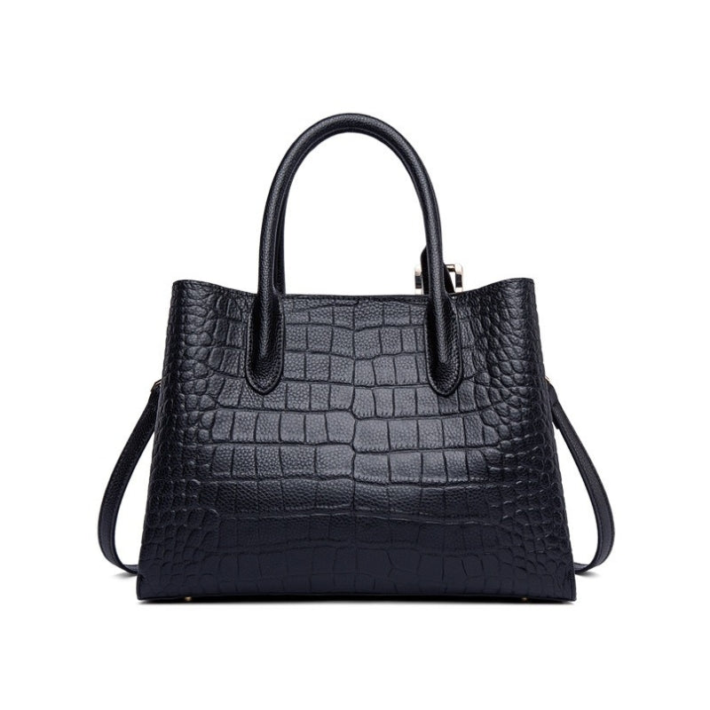 CAVIERA CROCO-EMBOSSED SHOULDER BAG