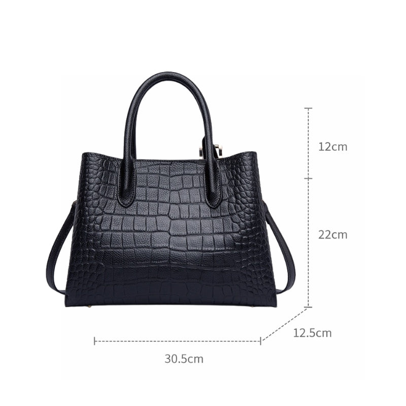 CAVIERA CROCO-EMBOSSED SHOULDER BAG