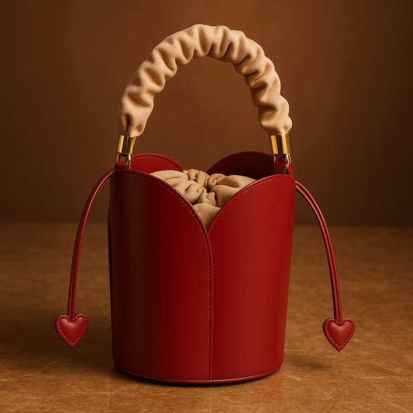 FLOWER LEATHER BUCKET BAG