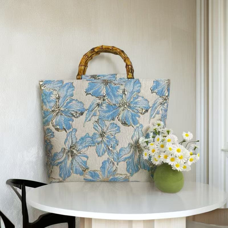 Retro Bamboo Jacquard Embroidered Tote Bag