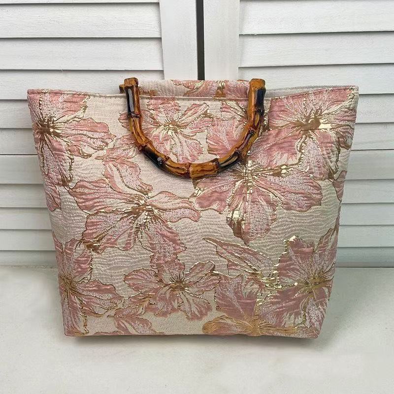 Retro Bamboo Jacquard Embroidered Tote Bag