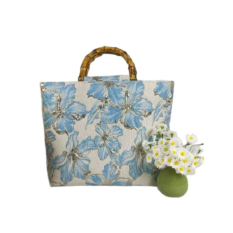 Retro Bamboo Jacquard Embroidered Tote Bag