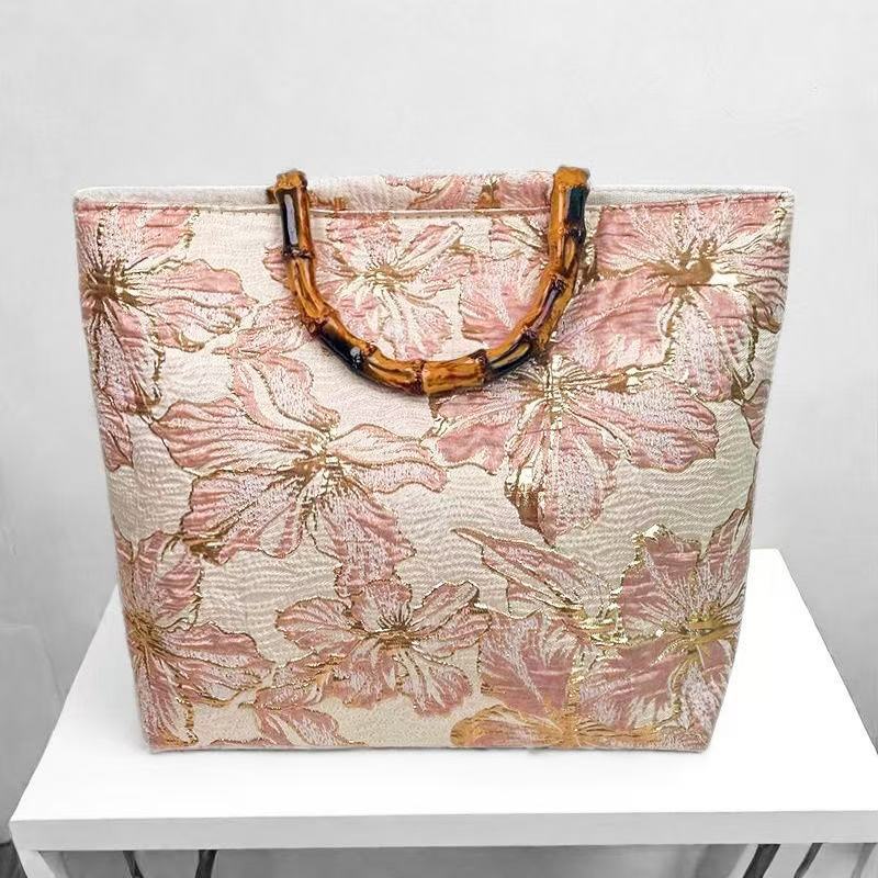Retro Bamboo Jacquard Embroidered Tote Bag