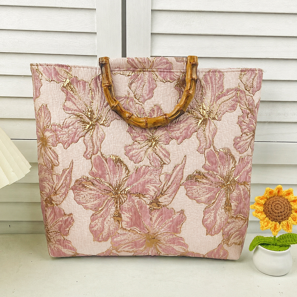 Retro Bamboo Jacquard Embroidered Tote Bag