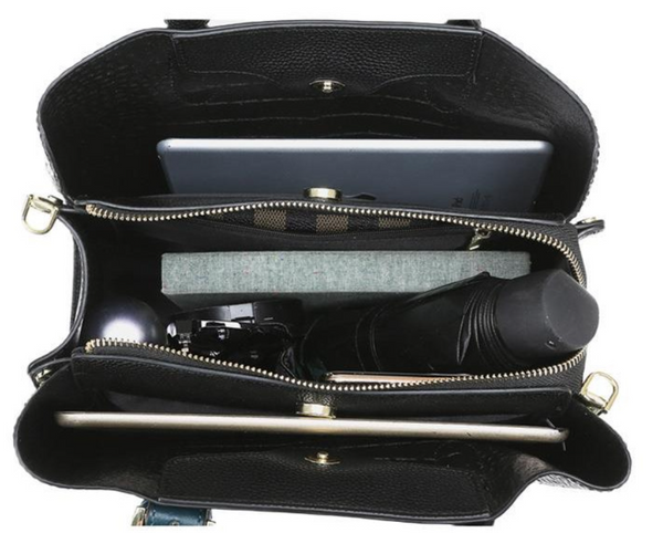 CAVIERA CROCO-EMBOSSED SHOULDER BAG