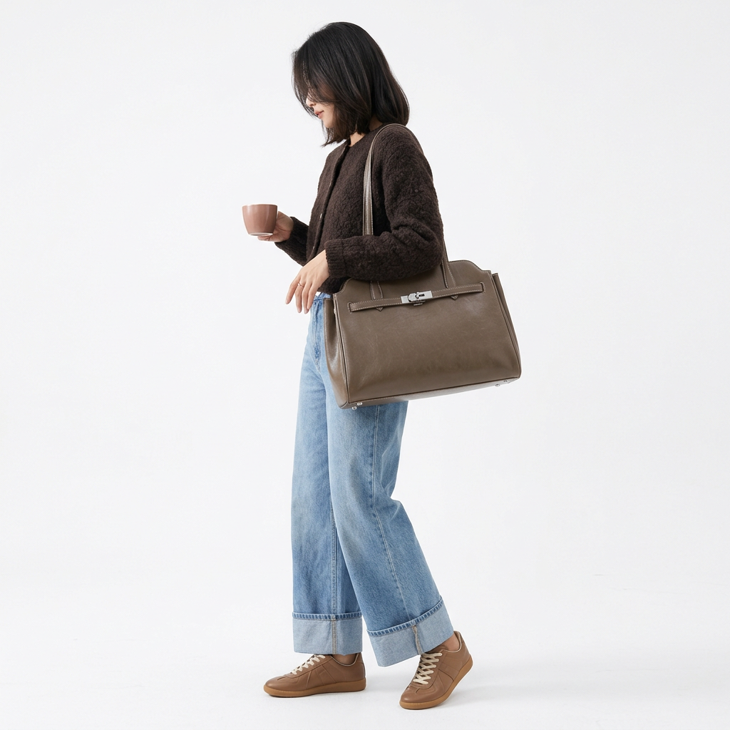 VALMERE LEATHER TOTE 15''