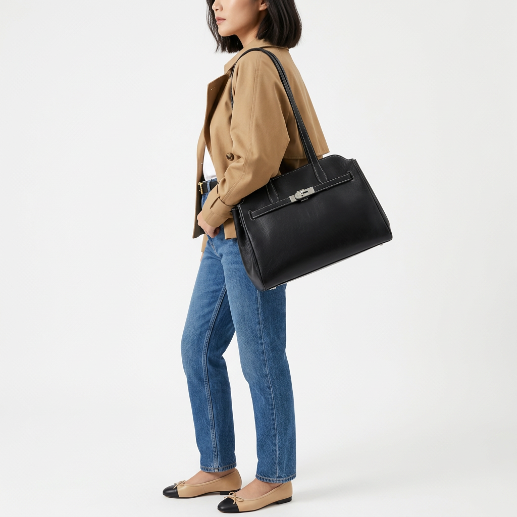 VALMERE LEATHER TOTE 15''